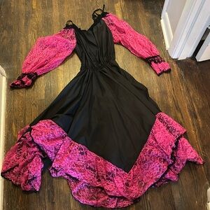 Pink and black Renaissance Festival dress with belt